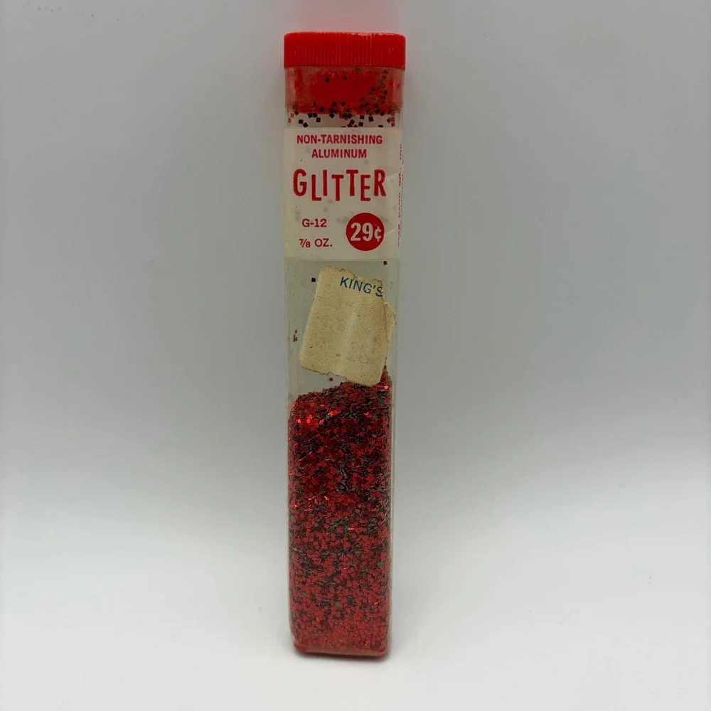 Vintage Red Glitter Star Band Co‎ Inc Non Tarnishing Aluminum Glitter 7/8 Oz
